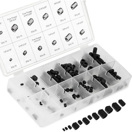 Neiko Internal Hex Allen Screw Assortment Kit, Coarse and Fine Thread Screws, 200-Piece Set 50484A