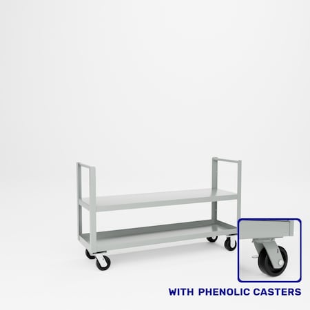 Pucel Double End Push Handle Truck, 18 in. W x 60 in. L x 36 in H, Gray 18-TRE-60P