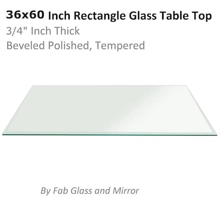 Fab Glass And Mirror Rectangle Glass Table Top, 36in X 60in, Clear, Tempered, Wall Mirror, Safety Backing, Clear Finis T-36x60REC19THBETE