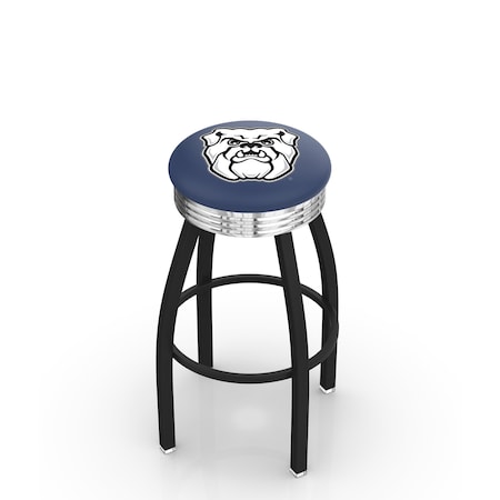Holland Bar Stool Co 25" Blk Wrinkle Butler Swivel Bar Stool, Chrome Ring L8B3C25Butler
