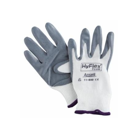 Hyflex Foam Nitrile Coated Gloves, Size 6, Grey/White, 11-800, 12PK 012-11-800-6