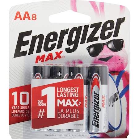 Energizer Max AA Alkaline Battery, 8PK E91MP-8