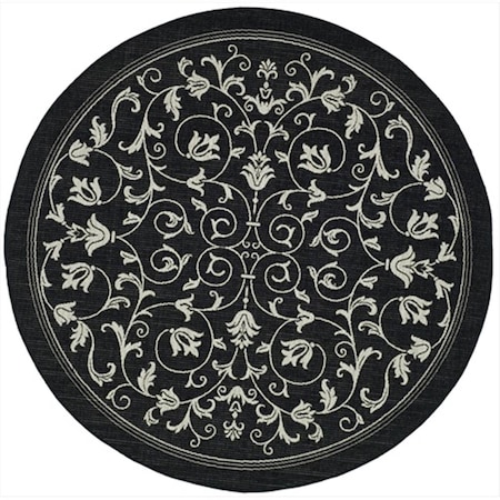 Safavieh 6 Ft. - 7 In. x 6 Ft. - 7 In. Round- Indoor - Outdoor Courtyard Black And Sand Machine Made Rug CY2098-3908-7R