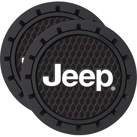 Plasticolor Round With Jeep Logo Black PVC Without Coaster Holder Set Of 2 000652R01