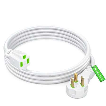 Maximm 4ft 14AWG Low Profile Flat Plug Extension Cord, 3-Prong, White IGR-14-P030P-05H-4WH