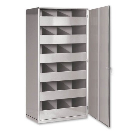 Pucel Storage Bin Cabinet, 36 in W x 74 in H x 24 in D, With Door, Gray SBT-3672-D
