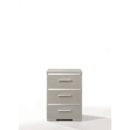 Homeroots 15" X 18" X 25" Silver Wood Veneer (Paper) Nightstand 347545