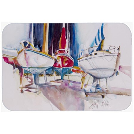 Carolines Treasures Sailboats In Dry Dock Glass Cutting Board- Large JMK1039LCB