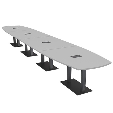 Skutchi Designs Arc Rectangle Meeting Room Table, 45 in W, 240 in L, Grey HAR-AREC-48X240-DOU.BK-U779-EBLK