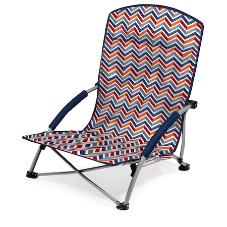 Picnic Time Family Of Brands Tranquility Beach Chair with Carry Bag, Vibe Collection - Navy Blue, Orange, & Gray Pattern 792-00-325-000-0