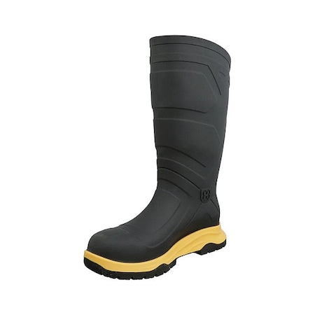 Heartland Footwear Men's Leader ENS Rubber Boot, Steel Toe, 15 in Height, Black/Yellow, 3 50179-03