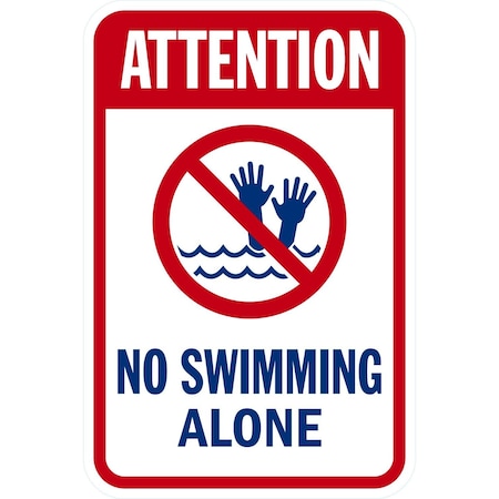 Lyle Attention, No Swimming Alone with Graphic, 12x18, Diamond Grade, White G-2874-DG_12x18