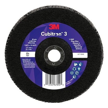 3M Cubitron Abrasive Flap Disc, Coated, Polyester, PK5 7100379978