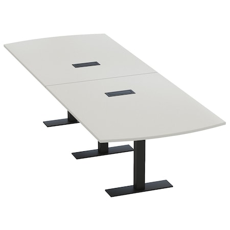 Skutchi Designs 12ft Arc Rectangle Conference Table With Power | Harmony Series | 12 Person Meeting Room Table HAR-AREC-48X144-T.BK-U779-EBLK