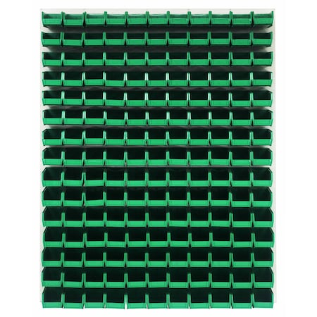 Quantum Storage Systems 48X61 HC LOUVERED PANEL W/165 BINS GREEN QLP-4861HC-220-165GN