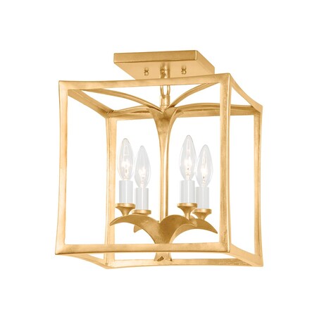 Corbett Lighting Bergamo 4 Light Flush Mount 12 In. Vintage Gold Leaf 435-12-VGL/GL