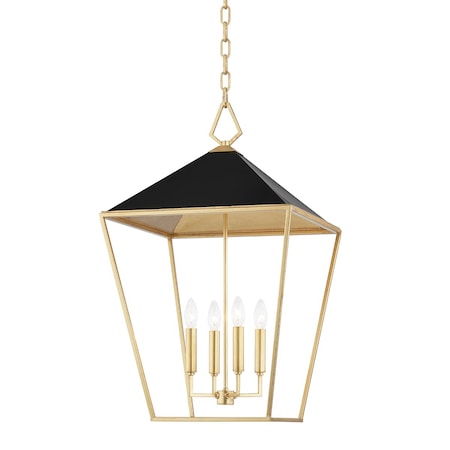 Hudson Valley Lighting Paxton 4 Light Pendant 18 In. Gold Leaf/Black 5718-GL/BK