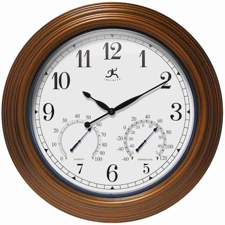 Infinity Instruments Tempest Indoor-Outdoor Metal Wall Clock, Antique Gold, 18.5" 14535AG-1679
