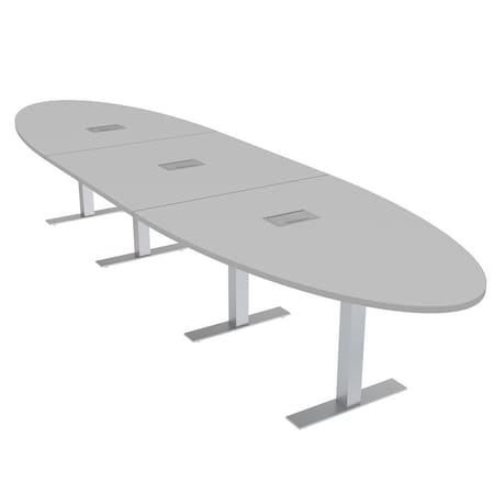 Skutchi Designs 16ft Oval Conference Table With Power | Harmony Series | 14 Person Meeting Room Table HAR-OVL-48X192-T-U779-ESIL