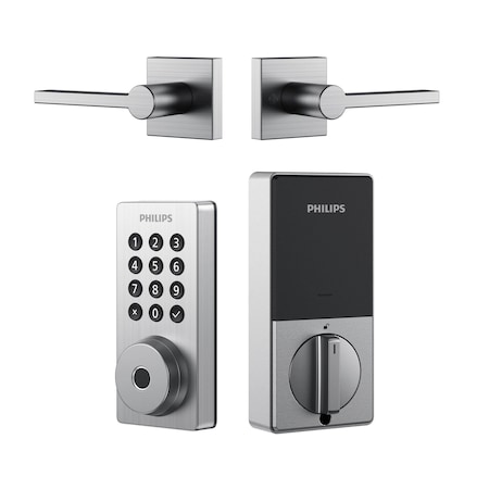 Philips Smart Wi-Fi Door Lock with Push Button Lighted Keypad Pin Code, Fingerprint Scanner BUN1042HWCLS