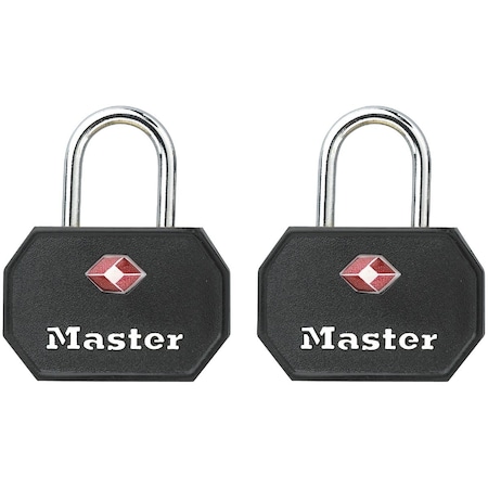 Master Lock 1-1/4'' W. Keyed Luggage Lock, TSA-Accepted, 2PK 4681TBLK