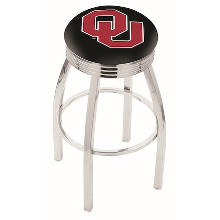 Holland Bar Stool Co 25" Chrome Oklahoma Swivel Bar Stool, Accent Ring L8C3C25Oklhma