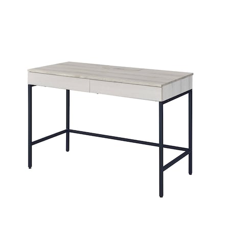 Homeroots 42" Natural and Black Writing Desk With Two Drawers 491423