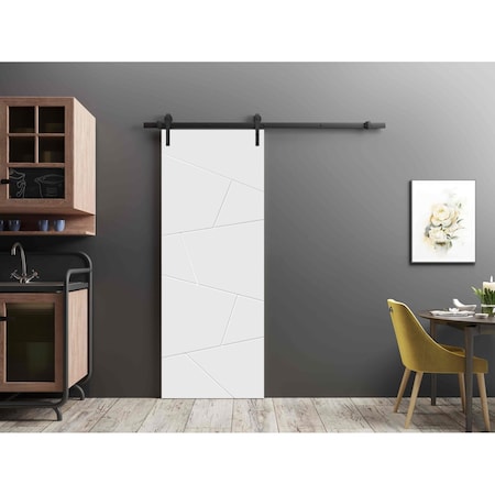 Sartodoors Sliding Barn Door with Hardware Planum 0990 White 28x84 Solid Core Modern Interior PLANUM0990BD-B-BEM-2884
