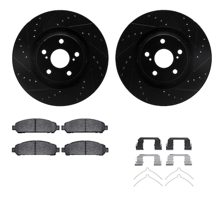 Dynamic Friction Co DFC Rotors-Drilled & Slotted-Black w/ EURO 5000 Ceramic Brake Pads Incl Hdw 8612-76002