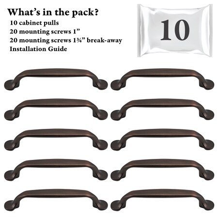 Designperfect 3 3/4'' Center-to-Center Bar Pull, 10PK DPA10S713ORB