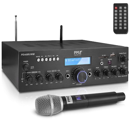 Pyle Pyle Wireless Microphone Bluetooth Amplifier - 200W Peak Power, Dual Channel, For Karaoke, Home Theater PDA8BUWM