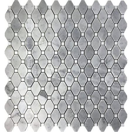 Apollo Tile 12x12 Bardiglio Nuvolato, Eastern White Marble Floor and Wall Mosaic Tile 5.08 sqft/case, 5PK APLSE88G19A