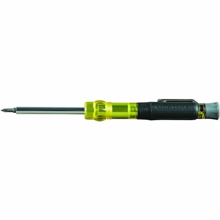Klein Tools Multi-Bit Electronics Pocket Screwdriver, SAE, 4-In-1 No. 0, No. 00, 1/8 in, 3/32 in, 6 1/2 in L 32614