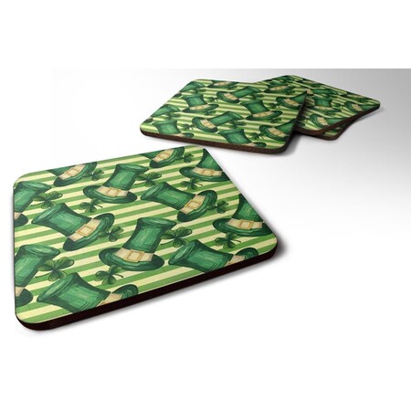 Carolines Treasures Watercolor St Patricks Day Leprechan Hat Foam Coaster, Set of 4 BB7558FC