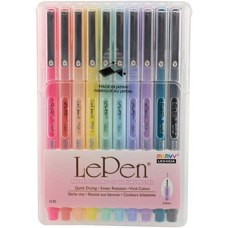 Marvy Uchida LePen Micro-Fine Point Pen, Pastel, 10 Colors 4300_10P