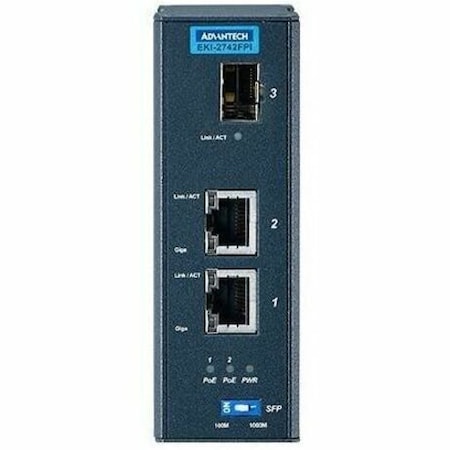 Advantech Gigabit Media Converter SFP with 2x PoE 802.3at EKI-2742FPI-B