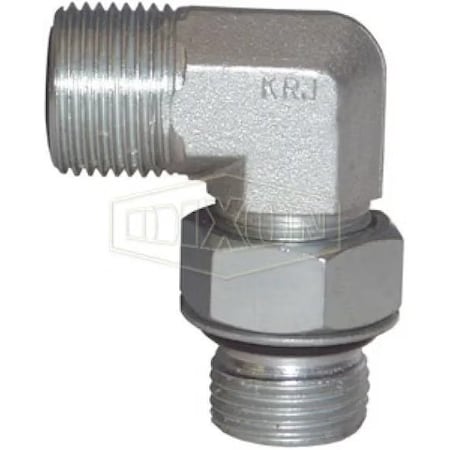 Dixon Hydraulic Elbow, 1-14 x 7/8-14 Nominal, Male Flat Face x Male SAE O-Ring Boss, Steel, Domestic FS6801-10-10