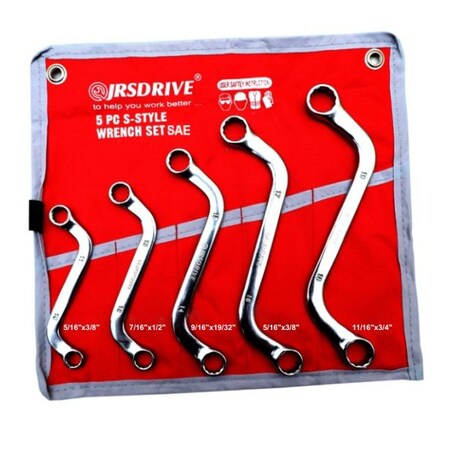 Jrsdrive S-Type Spanner Chrome Vanadium Steel Elliptical Model In Cp Matt Finish Set Of 5 Pcs Metric E-2004S