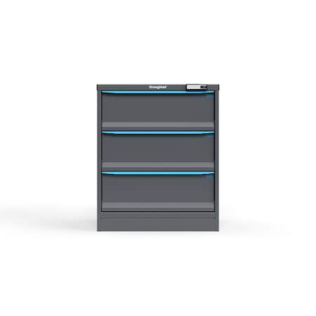Strong Hold 3 drawer cabinet - (3x 9ft) - Blue accents - Electronic Lock S3036-PPRAS-0301FS