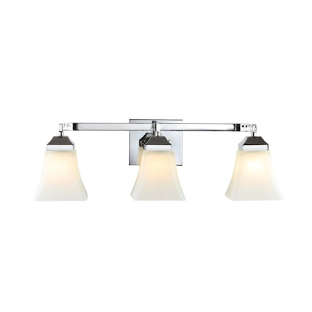 Jonathan Y Staunton 24" 3-Light Farmhouse Cottage Metal LED Vanity Light with Frosted Glass Shades, Chrome JYL7524B