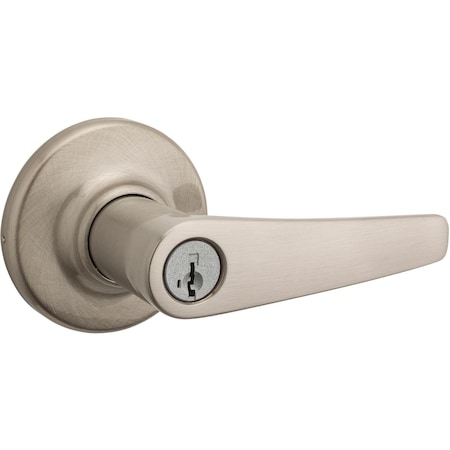 Kwikset Delta Satin Nickel Exterior Entry Door Lever Featuring SmartKey Security 405DL15SMT6K4V1
