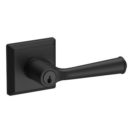 Baldwin Entry Federal Lever and Traditional Square Rose with 6AL Latch and Dual Strike Satin Black Finish ENFEDTSR190