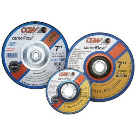 A-Solid 6in x 1/4in x 5/8-11 A24-R-BF Steel T27 Grinding Wheel, 10PK 10038