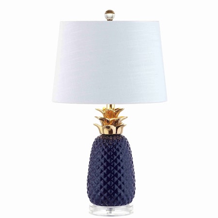 Jonathan Y Pineapple 23" Ceramic LED Table Lamp, Navy/Gold JYL4019A