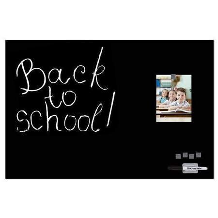 M&T Displays Frameless Tempered Glass Dry Erase Board Magnetic Board - Black - 15.73x23.63 inch T00MGB0146X2000