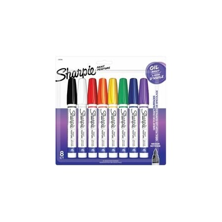 Sharpie Oil-Based Paint Markers, Medium Marker Point, Assorted Ink, Oil Based, Metal Barrel, 2PK 2107454
