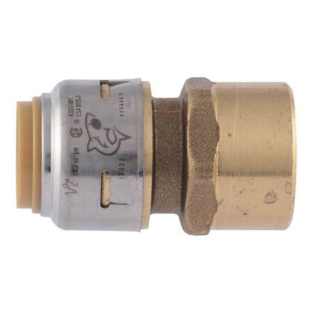 Sharkbite Adapter, 1/2 in, FNPT, Brass, 250 psi Pressure UR072A4