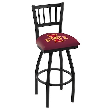 Holland Bar Stool Co 25" Blk Wrinkle Iowa State Swivel Bar Stool, Jailhouse Back L01825IowaSt