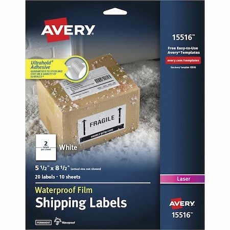 Avery Labels, Wthr Prf, 2Up, We, 20Pk AVE15516