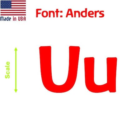 Aacc Self-Adhesive Vinyl Letter: u, Scale: 3 in. Color: Red Font: Anders by, 24PK AACC-Anders-lu-Red-I3x24